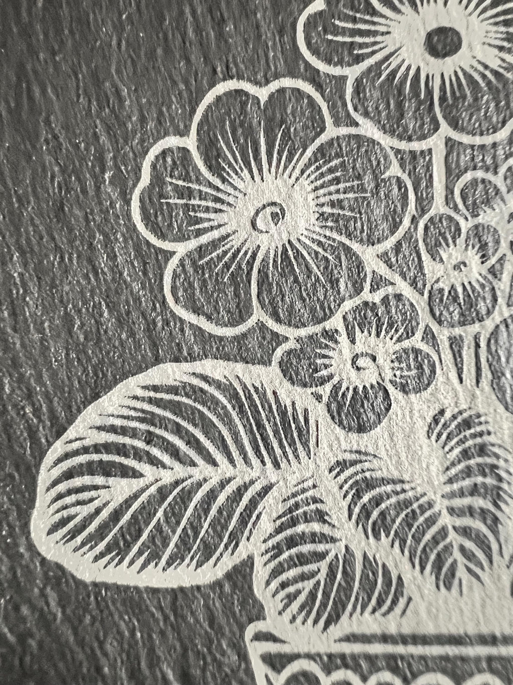 Flower Engraved Slate Coaster Sets