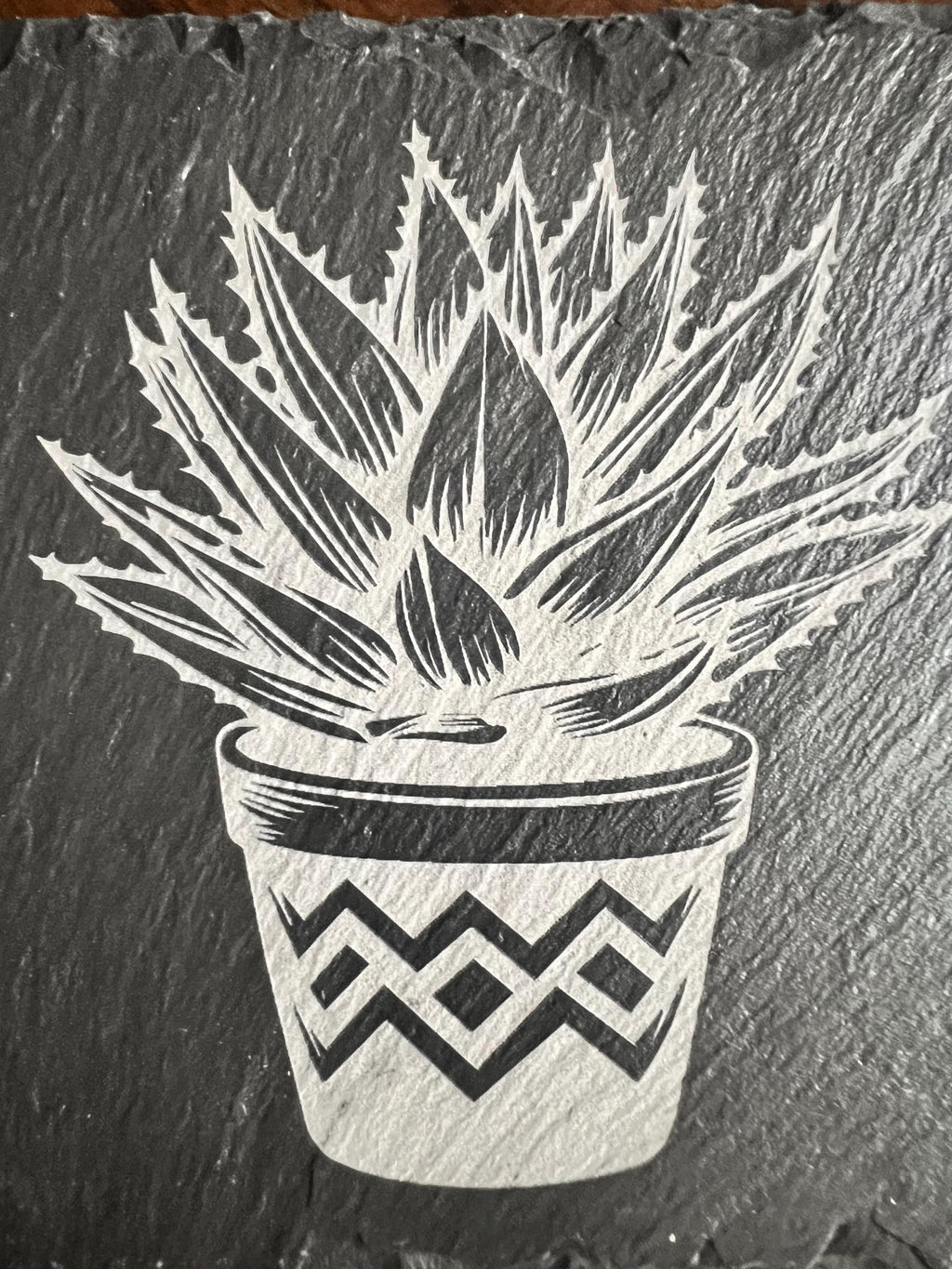 Flower Engraved Slate Coaster Sets