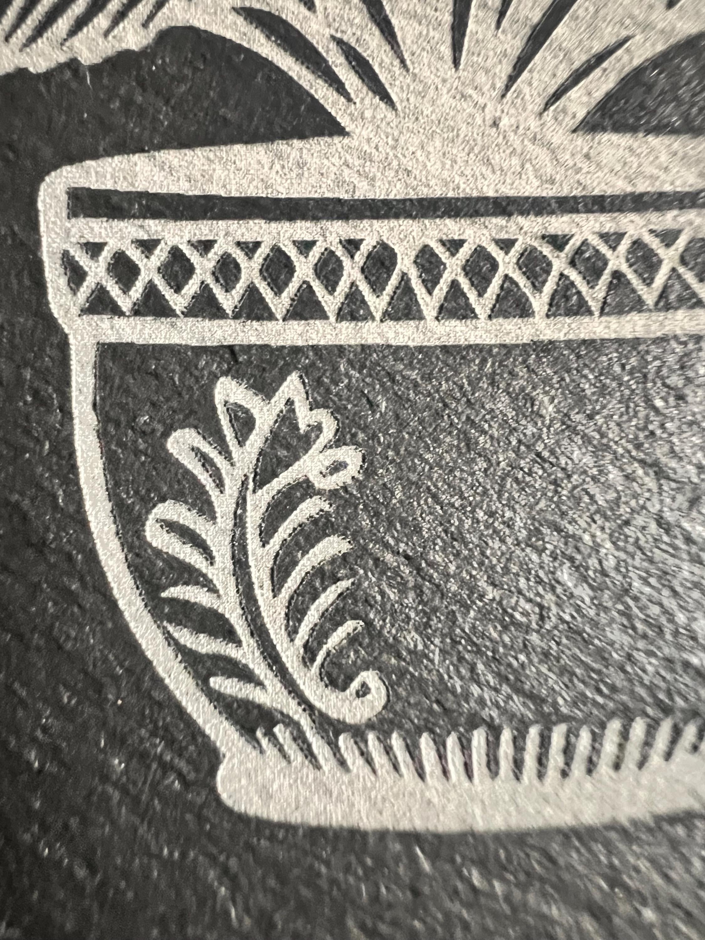 Flower Engraved Slate Coaster Sets