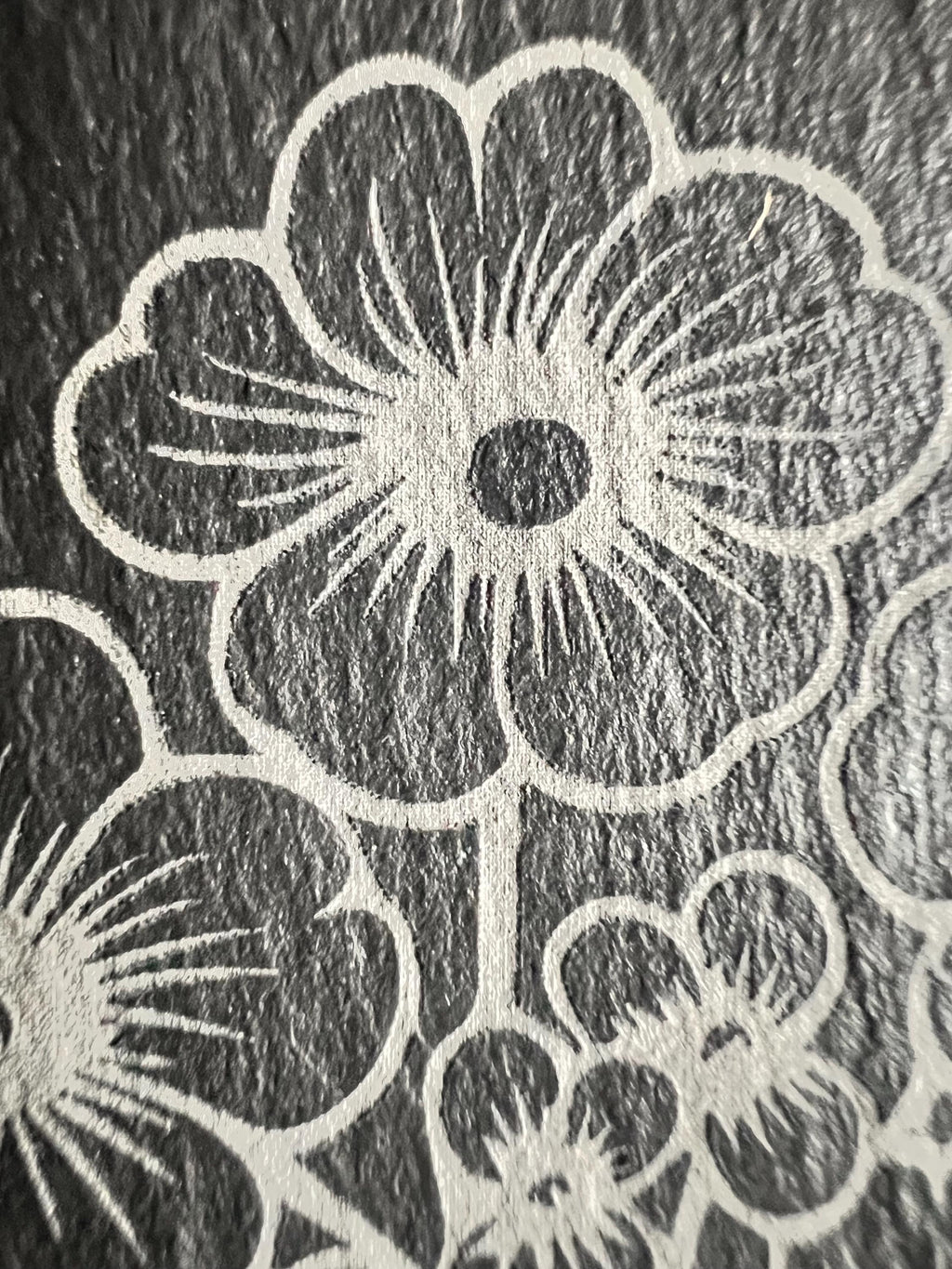 Flower Engraved Slate Coaster Sets