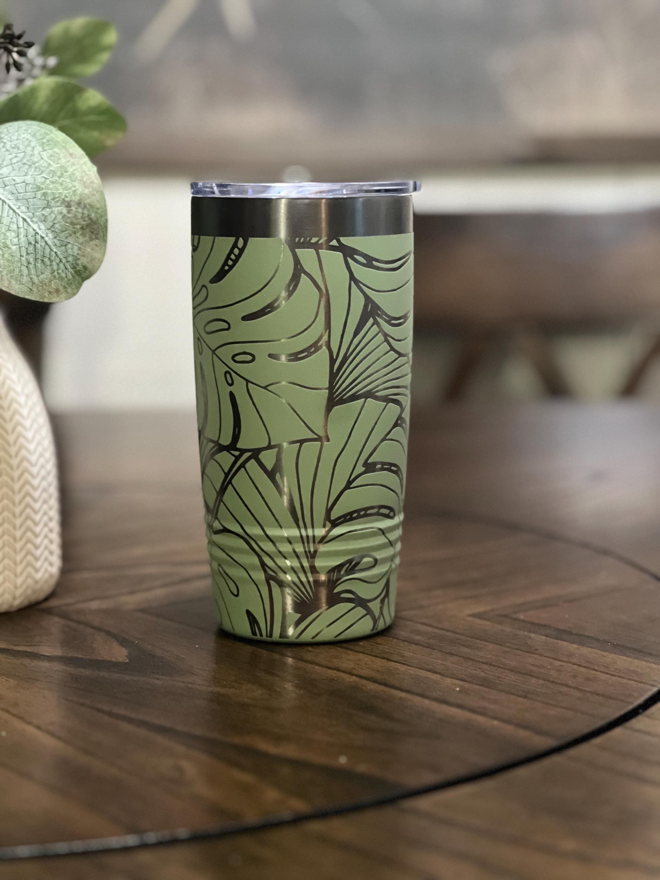 20 oz. Engraved Monstera Leaf Tumbler
