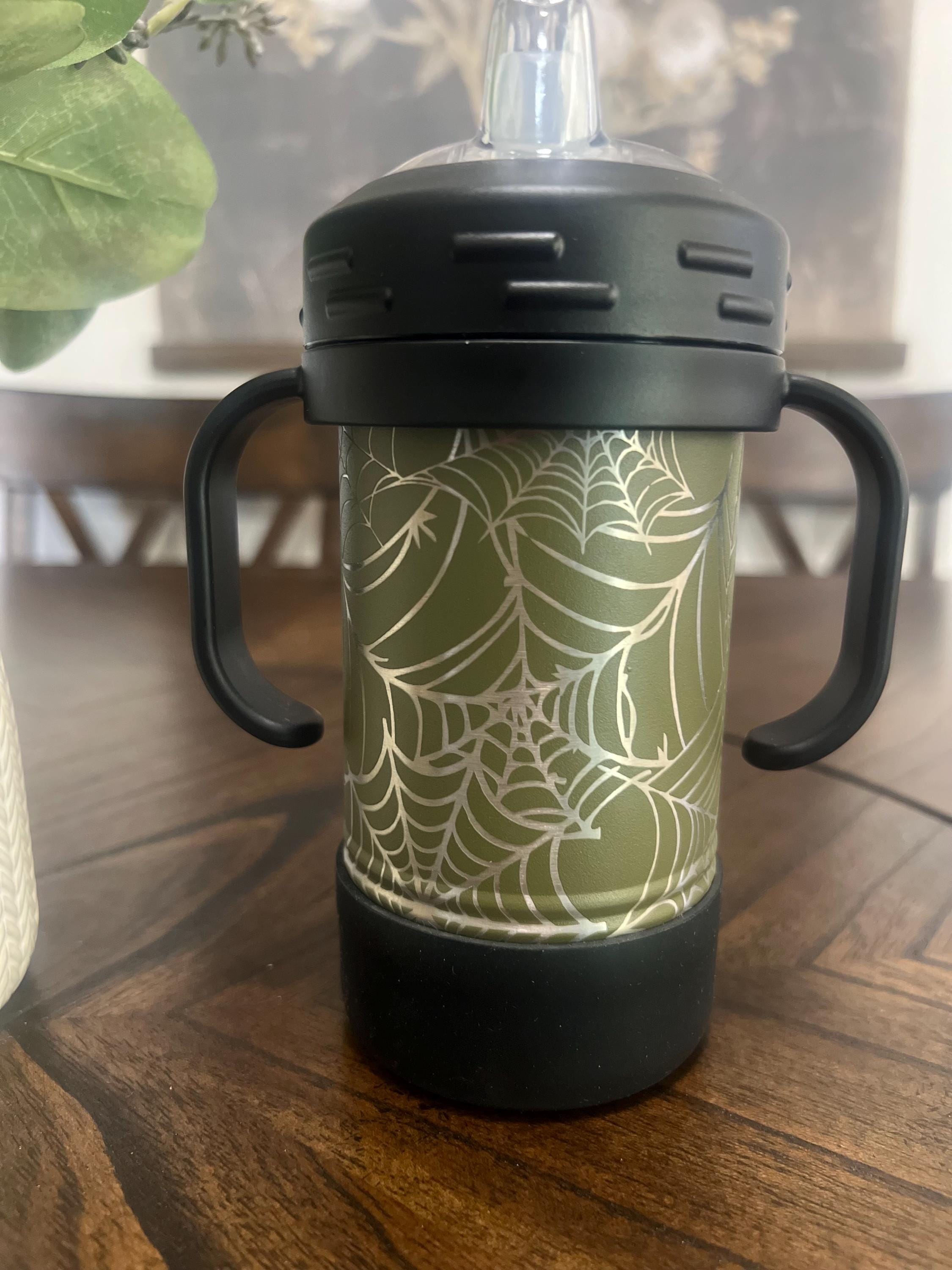 10 oz Engraved Spider Web Sippy Cup