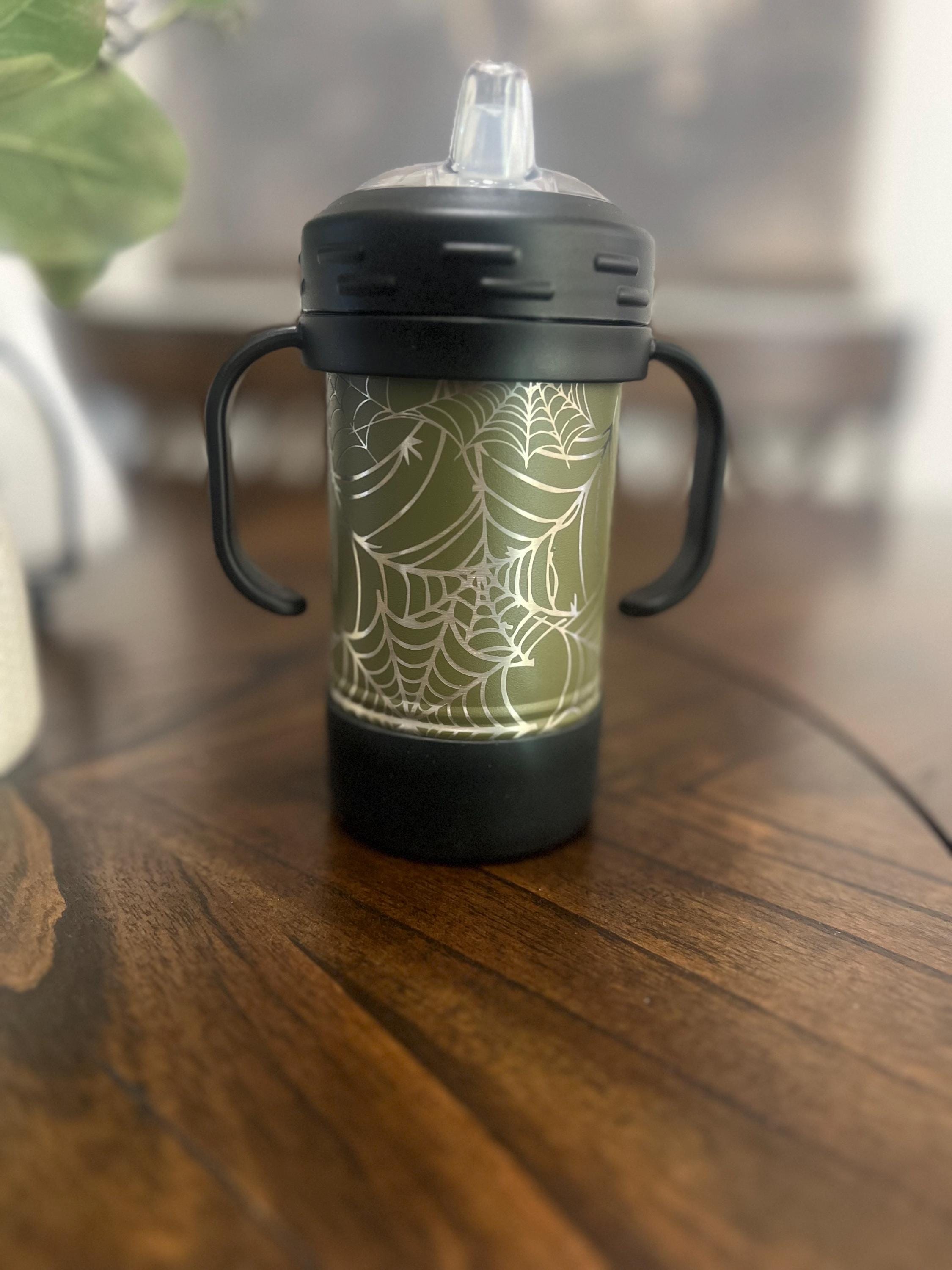 10 oz Engraved Spider Web Sippy Cup