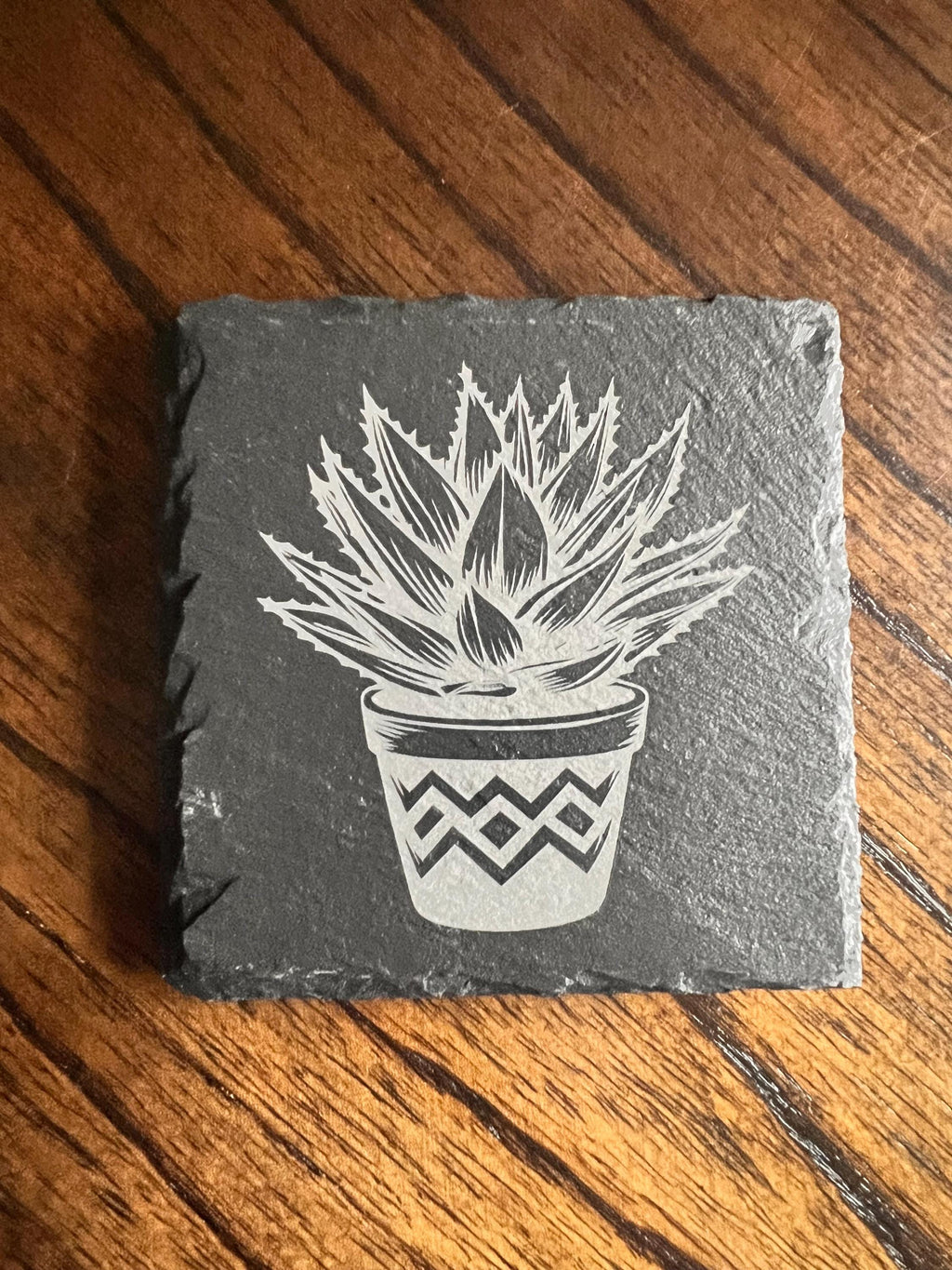 Flower Engraved Slate Coaster Sets