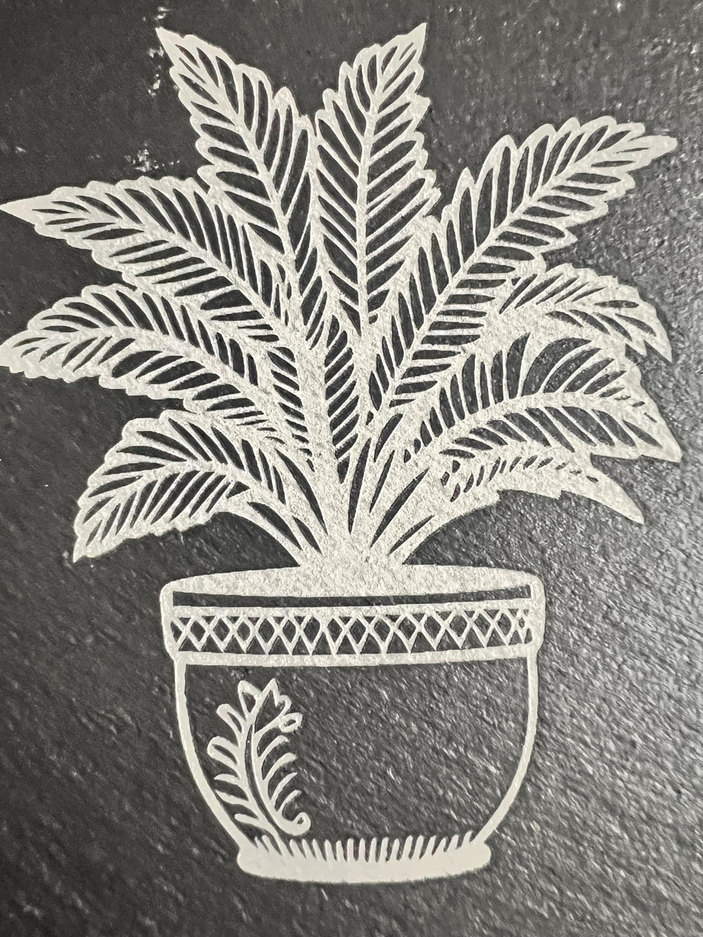 Flower Engraved Slate Coaster Sets