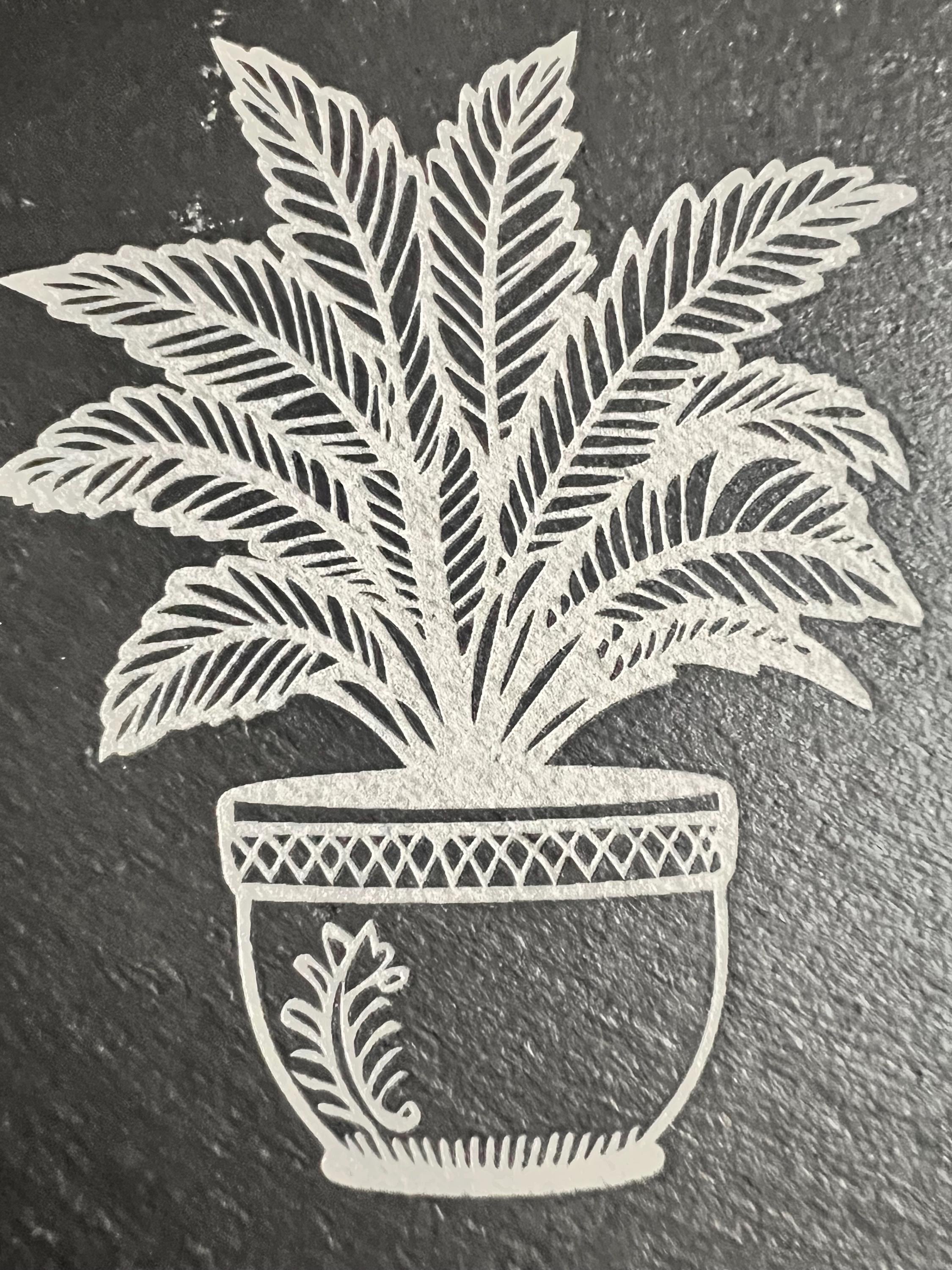 Flower Engraved Slate Coaster Sets