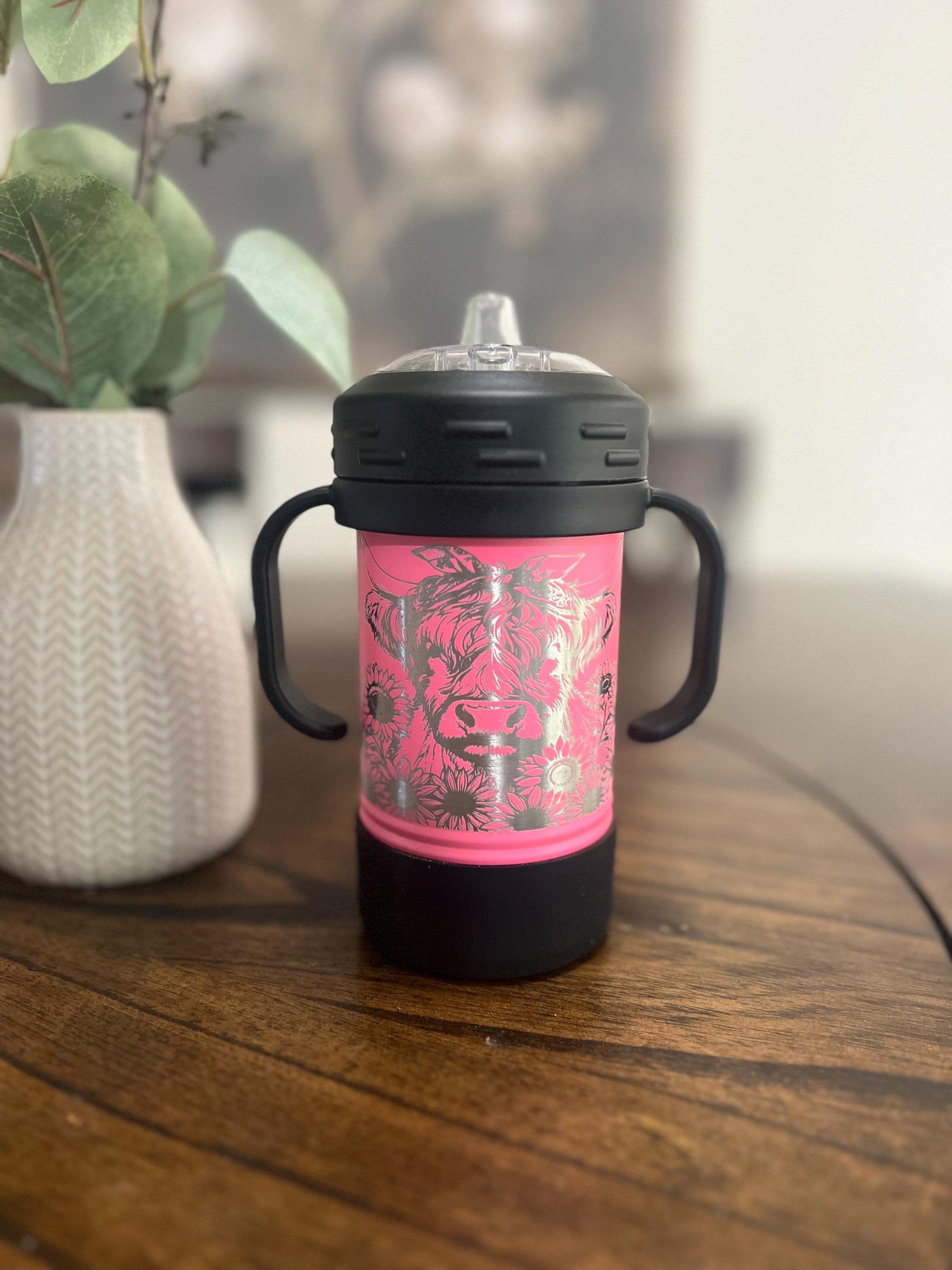 10 oz Engraved Highland Cow Sippy Cup